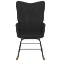 Chaise à bascule avec repose-pied Noir Tissu