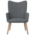 Chaise de relaxation avec tabouret Gris foncé Tissu