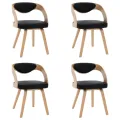 Chaises à manger lot de 4 noir bois courbé et similicuir