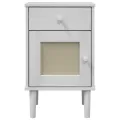 Table de chevet SENJA aspect de rotin blanc bois de pin massif