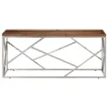 Table basse argenté inox et bois de mélèze massif