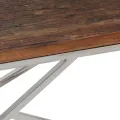 Table basse argenté inox et bois de mélèze massif