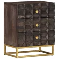 Table de chevet Noir 40x30x50 cm Bois de manguier massif