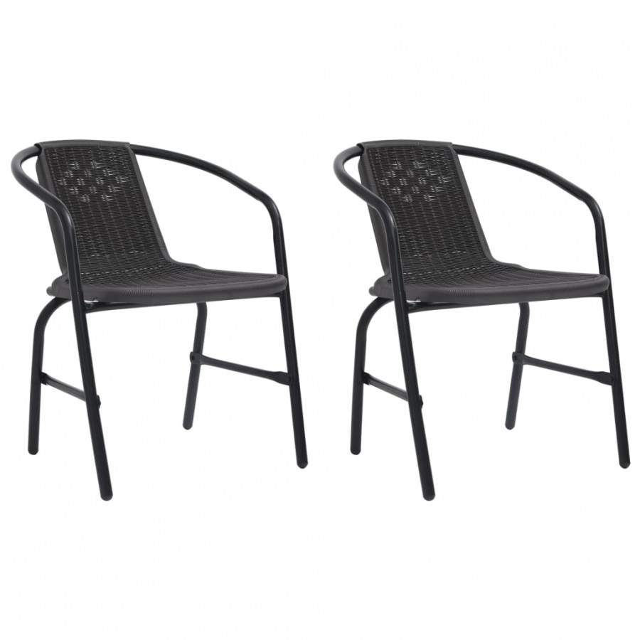 Chaises de jardin 2 pcs Plastique Rotin et acier 110 kg