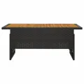 Table de jardin noir 100x50x43/63 cm acacia et résine tressée