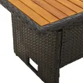 Table de jardin noir 100x50x43/63 cm acacia et résine tressée