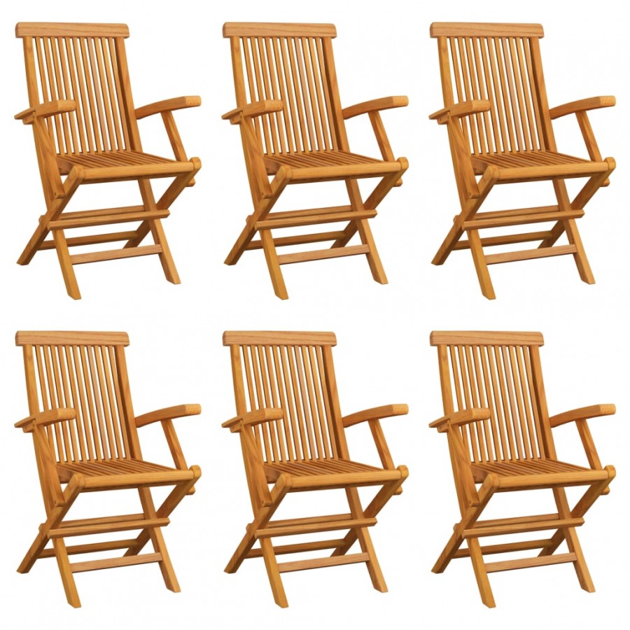 Chaises pliables de jardin 6 pcs Bois de teck solide