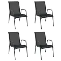 Chaises de jardin 4 pcs Acier et textilène Noir