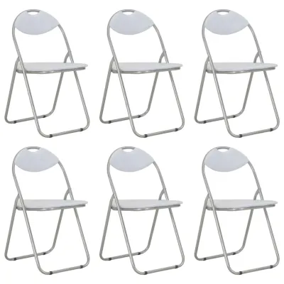 Chaises pliantes à manger lot de 6 blanc similicuir