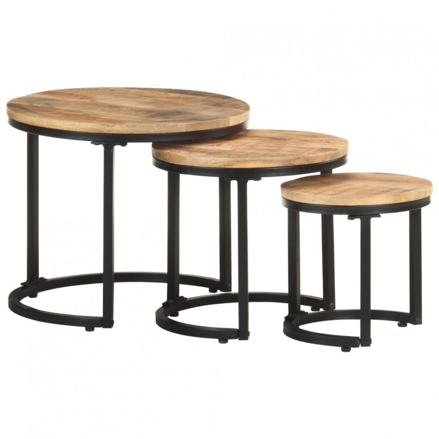 Tables d'appoint 3 pcs Bois de manguier brut