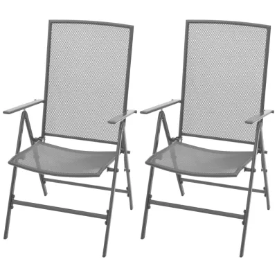 Chaises empilables de jardin 2 pcs Acier Gris