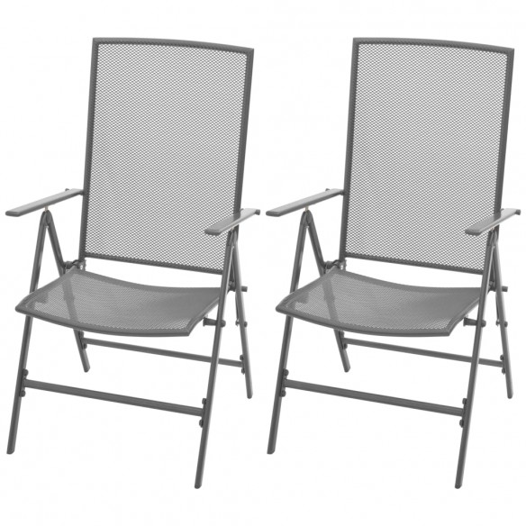 Chaises empilables de jardin 2 pcs Acier Gris