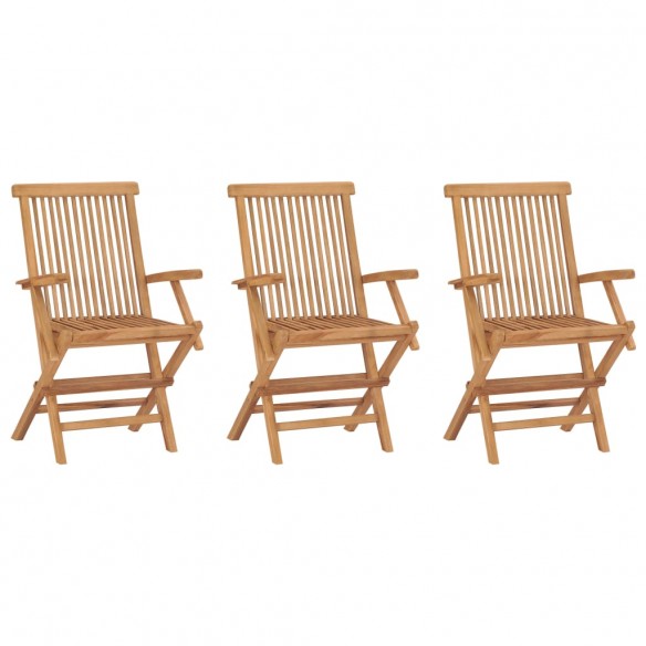 Chaises de jardin pliables 3 pcs Bois de teck massif