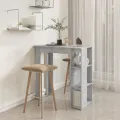 Table de bar avec étagère Gris béton 102x50x103,5 cm Aggloméré