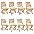 Chaises pliables de jardin 8 pcs avec coussins Bois d'acacia