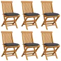 Chaises de jardin avec coussins anthracite 6 pcs Bois de teck