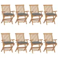 Chaises de jardin avec coussins gris 8 pcs Bois de teck massif
