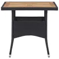 Table d'extérieur Noir Résine tressée et bois d'acacia solide