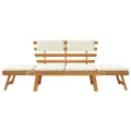 Banc de jardin avec coussins 2-en-1 190 cm Bois d'acacia massif