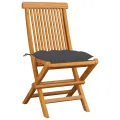 Chaises de jardin avec coussins anthracite 8 pcs Teck massif