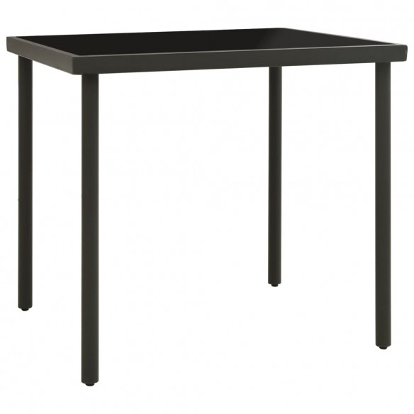 Table à dîner d'extérieur Anthracite 80x80x72 cm Verre et acier