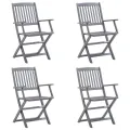 Chaises pliables d'extérieur 4 pcs avec coussins Bois d'acacia