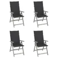 Chaises inclinables de jardin 4 pcs avec coussins Bois d'acacia