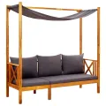 Banc de jardin avec auvent et repose-pieds Bois d'acacia solide