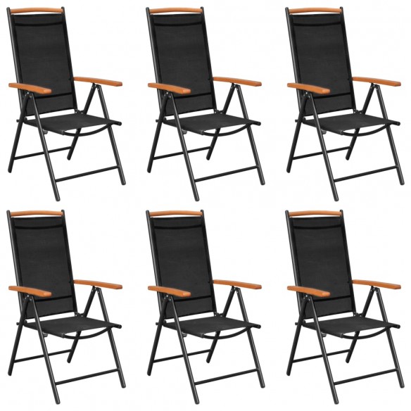 Chaises de jardin pliables 6 pcs Textilène Noir