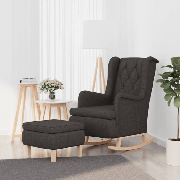 Fauteuil avec pieds à bascule et tabouret Gris foncé Tissu