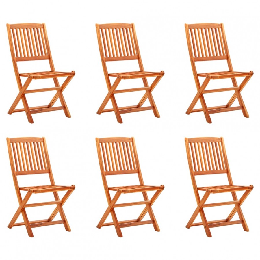 Chaises de jardin pliables 6 pcs Bois d'eucalyptus massif