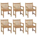Chaises de jardin 6 pcs avec coussins bleu clair Teck solide