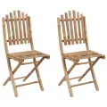 Chaises pliables de jardin 2 pcs avec coussins Bambou