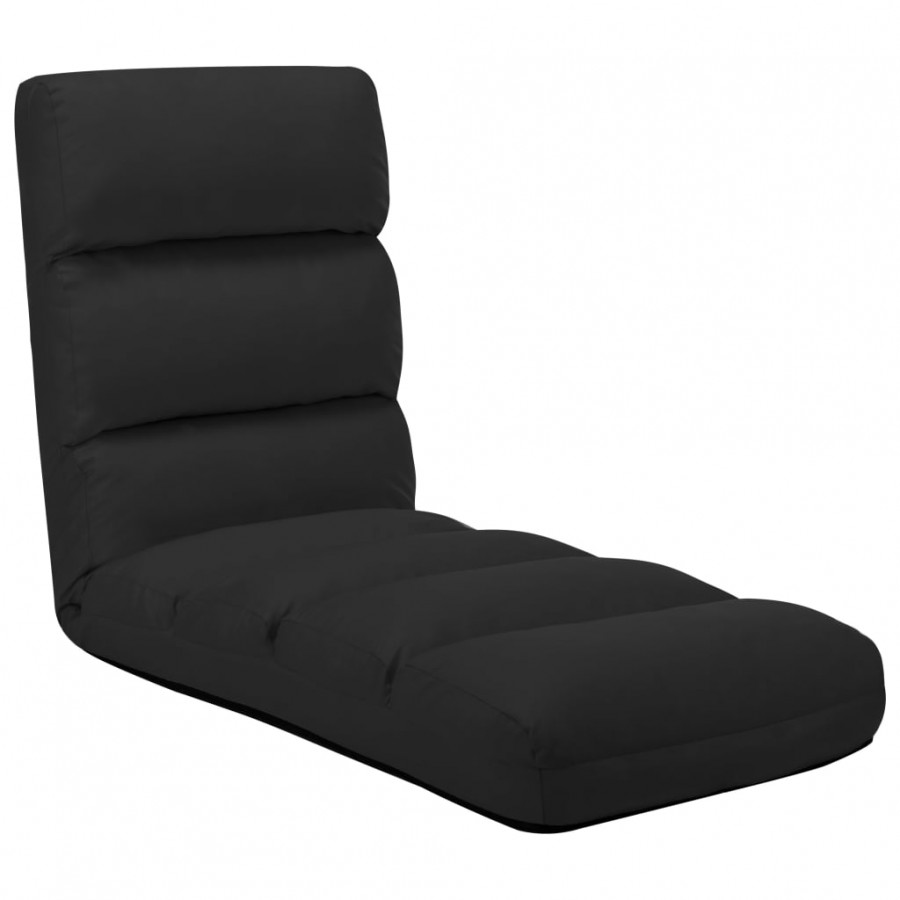 Chaise pliable de sol Noir Similicuir