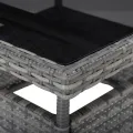 Table à manger d'extérieur Gris Résine tressée et verre