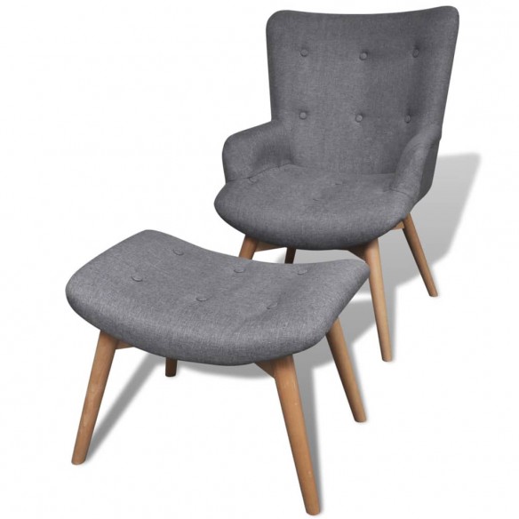 Fauteuil avec repose-pied Gris Tissu