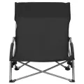 Chaises de plage pliables 2 pcs Noir Tissu