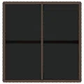 Table de jardin Marron 109x107x74 cm Résine tressée et verre