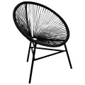 Chaise de jardin forme de lune Résine tressée Noir