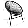 Chaise de jardin forme de lune Résine tressée Noir