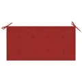 Banc de jardin avec coussin rouge 112 cm Bois de teck massif