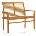 Banc de jardin avec coussin taupe 112 cm Bois de teck massif