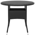 Table de jardin Ø80x75 cm Verre trempé/résine tressée Noir