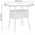 Table de jardin Ø80x75 cm Verre trempé/résine tressée Noir