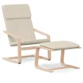 Chaise de relaxation avec repose-pied Crème Tissu