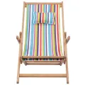 Chaise pliable de plage Tissu et cadre en bois Multicolore