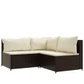 Salon de jardin 4 pcs avec coussins Marron Résine tressée