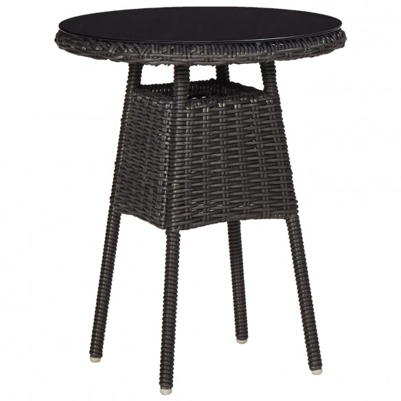 Chaises de jardin avec table à thé 2 pcs Résine tressée Noir