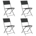 Chaises d'extérieur pliables 4 pcs Noir Acier et textilène