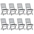 Chaises pliables d'extérieur 8 pcs avec coussins Bois d'acacia